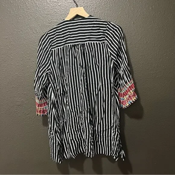 Savannah Jane EMBROIDERED STRIPED CARDIGAN small boho festival floral - Picture 11 of 13